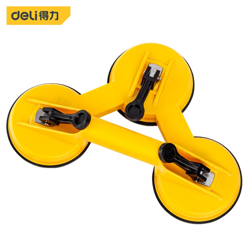 Deli Tools DL-XP23 Glass Suction Cup Three Claw 120kg ABS (Yellow)