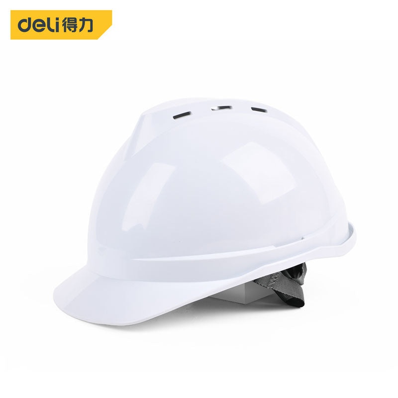 Deli Tools DL525014 PE Safety Helmet, Universal Size, White
