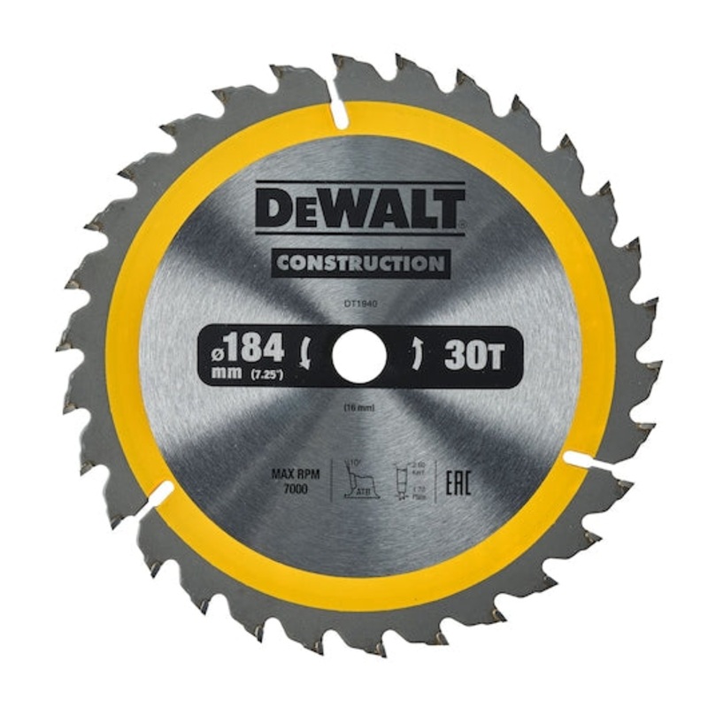 Construction Circular Saw Blade Stationary - General Purpose 184mm 30T