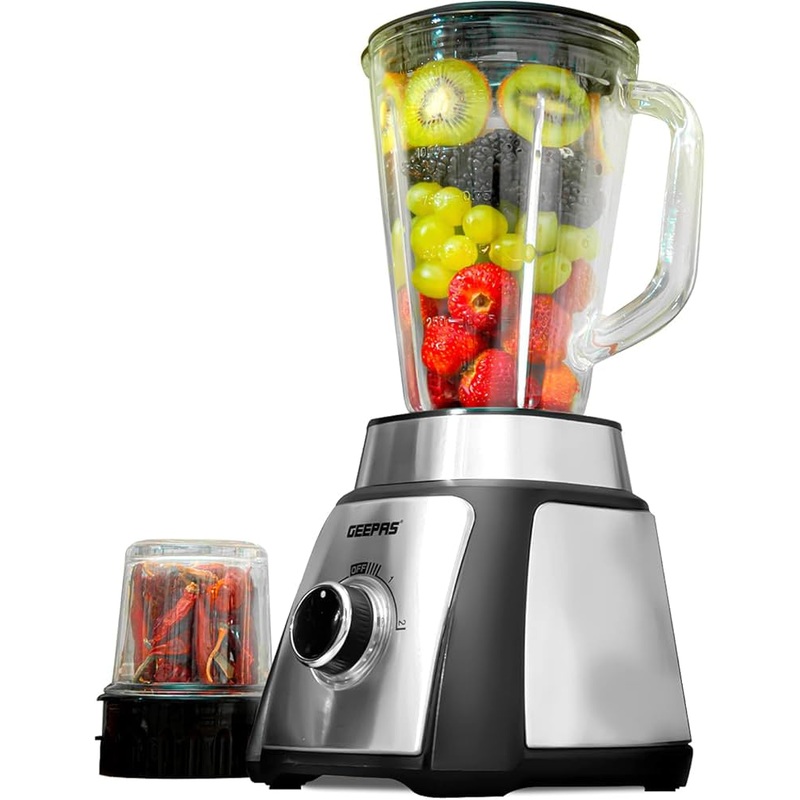 Geepas 2-In-1 Blender with Glass Jar