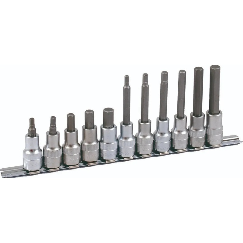 PROJAHN 1/2" socket bit set on clip rail, 11 pcs, hexagonal, 60 + 100mm