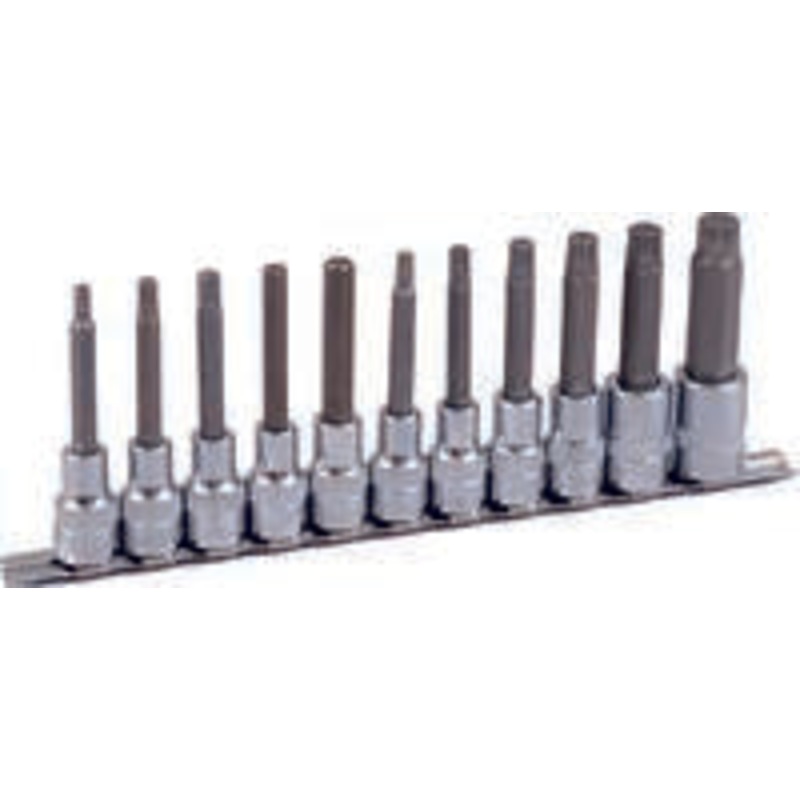 PROJAHN 1/2" socket bit set on clip rail, 11pcs, T10-T60, 100mm