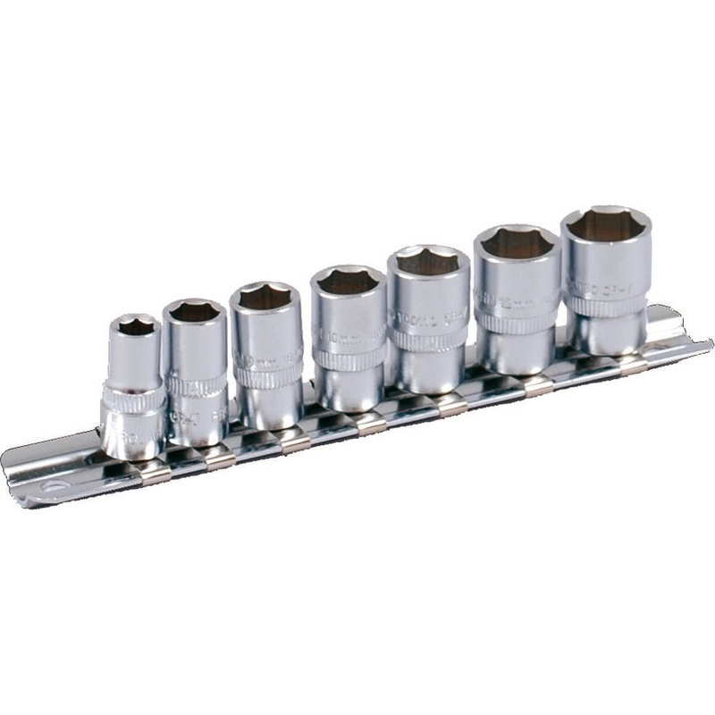PROJAHN 1/4" socket set on clip-rail, 7pcs