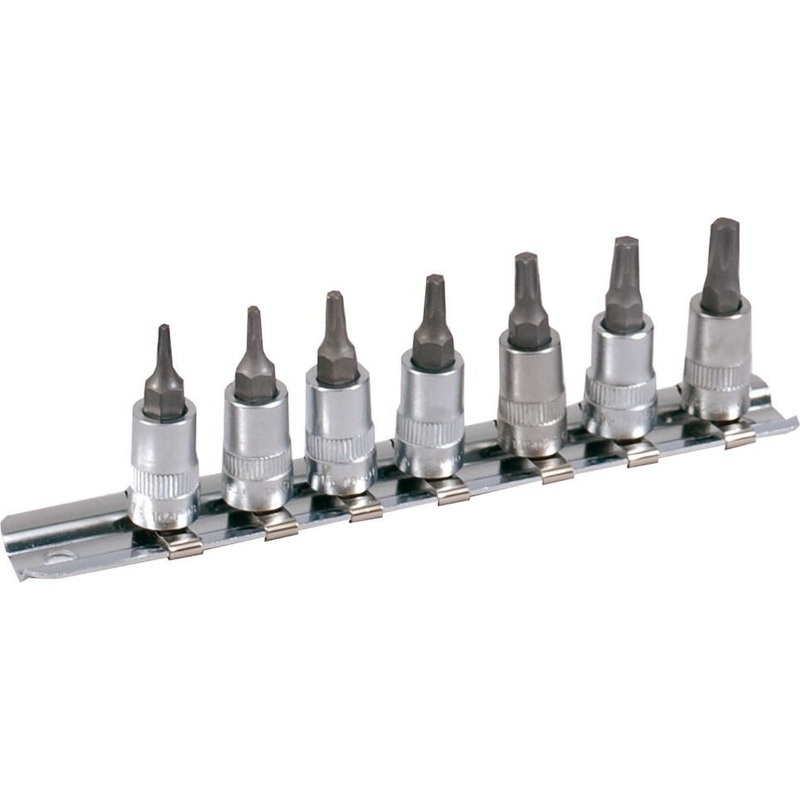 PROJAHN 1/4 Socket Set on Clip-Rail, 7pcs, Bitsockets TX