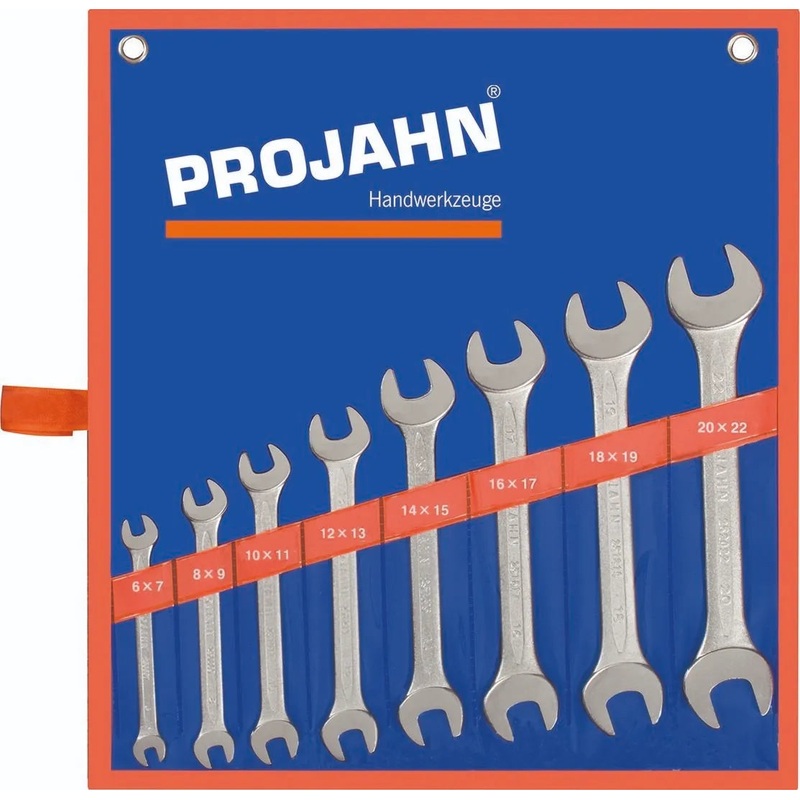 PROJAHN Double Open End Wrench Set 8pcs 6 x 7 - 8 x 9 - 10 x 11 - 12 x 13 - 14 x 15 - 16 x 17 - 18 x 19 - 20 x 22 mm