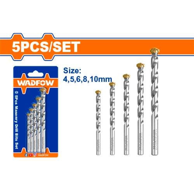 5-Piece Masonry Drill Bits Set