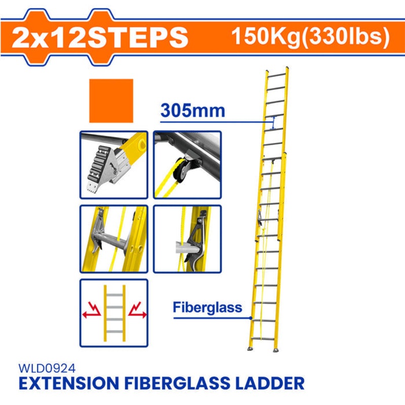 Buildmate 150kg Extension Fiberglass Ladder