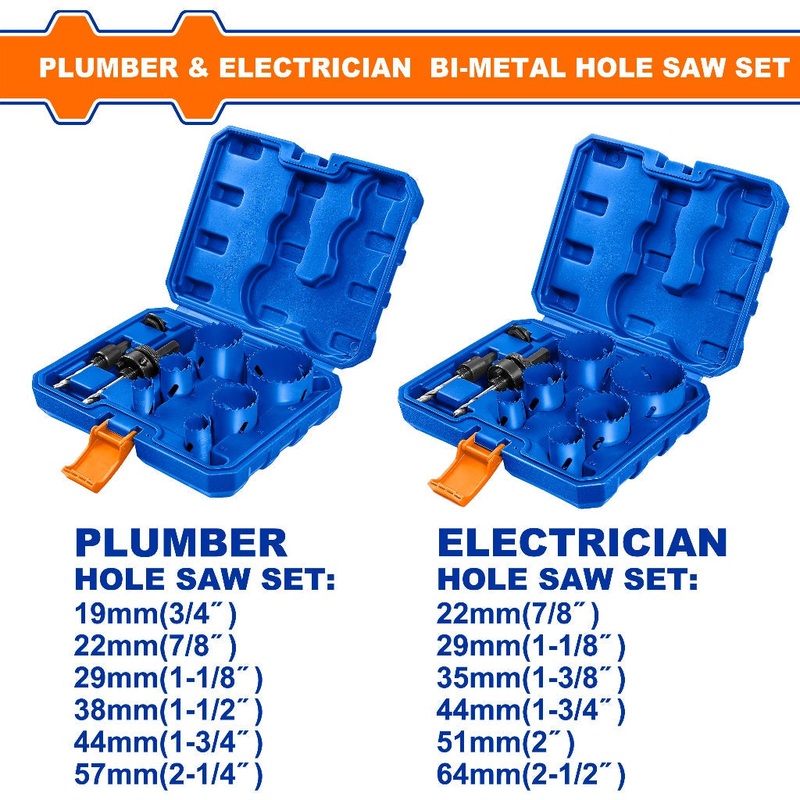 Wadfow 18pcs Bi-Metal Hole Saw Set