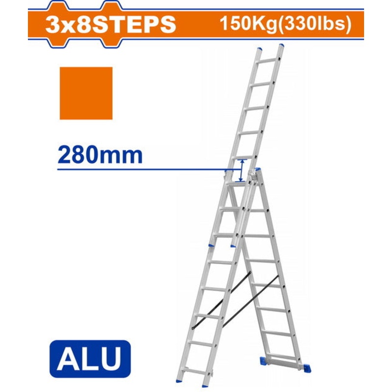WADFOW 3 Section Extension Ladder