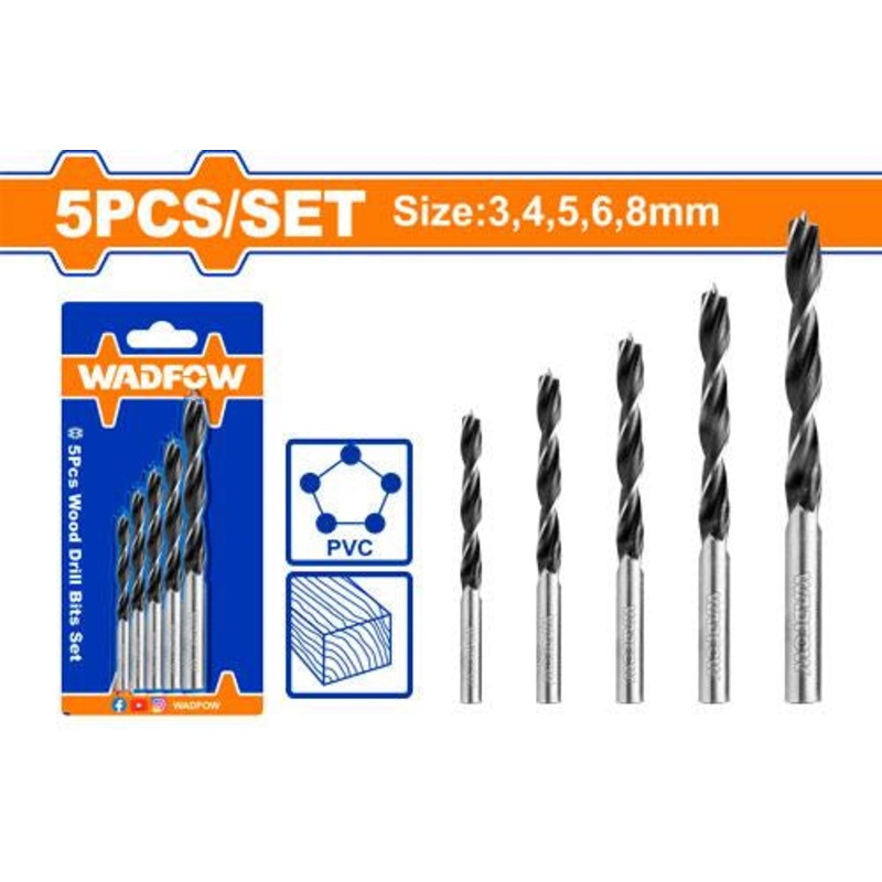 WADFOW 5pcs Wood Drill Bits Set