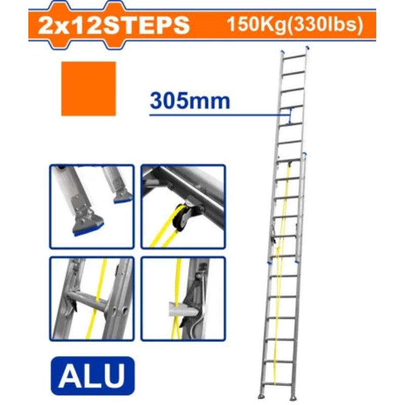 WADFOW Aluminum Extendable Ladder 12 Steps