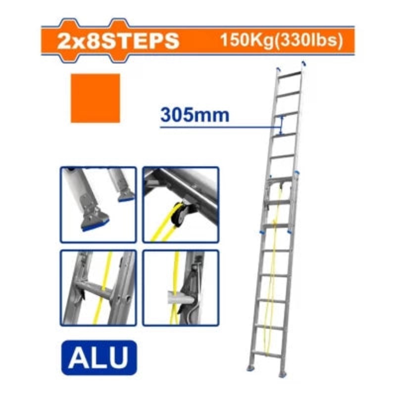 Wadfow Extensible Ladder 2x8 Aluminum