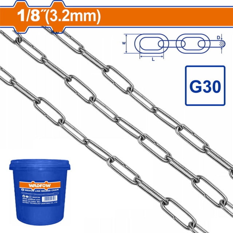 WADFOW Medium Link Welded Chain 125m