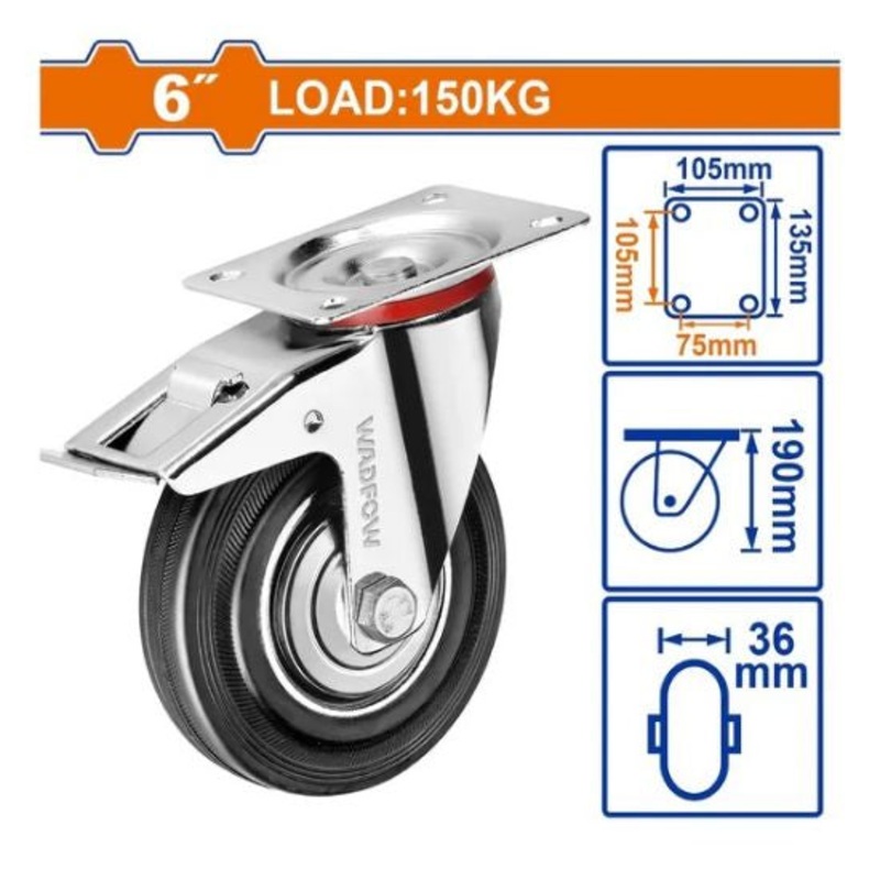 Load 150kg Steel Rubber Wheel