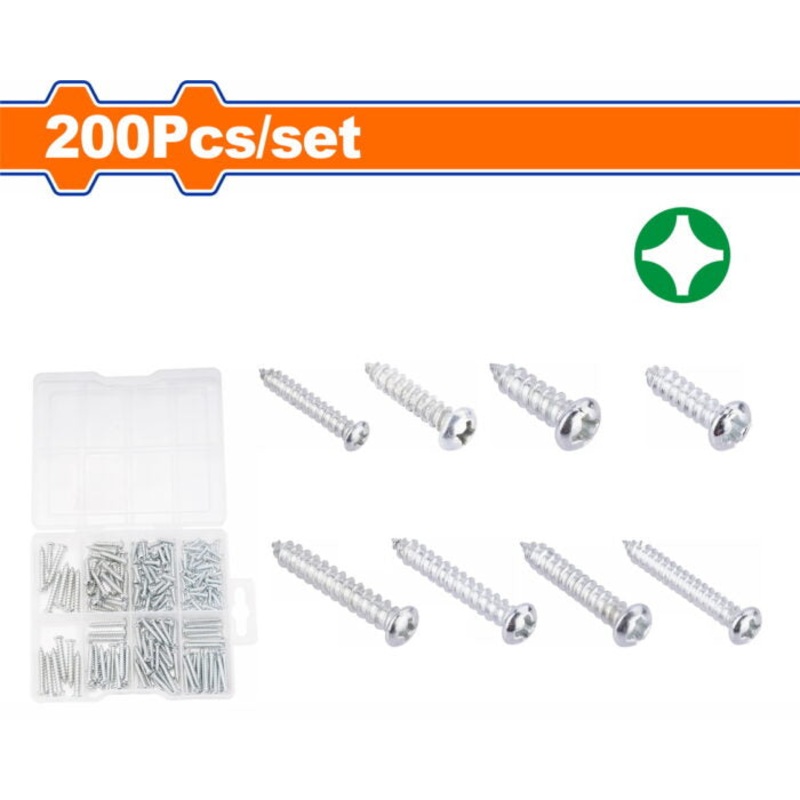 Wadfow 200 Pcs Tapping Screw Set