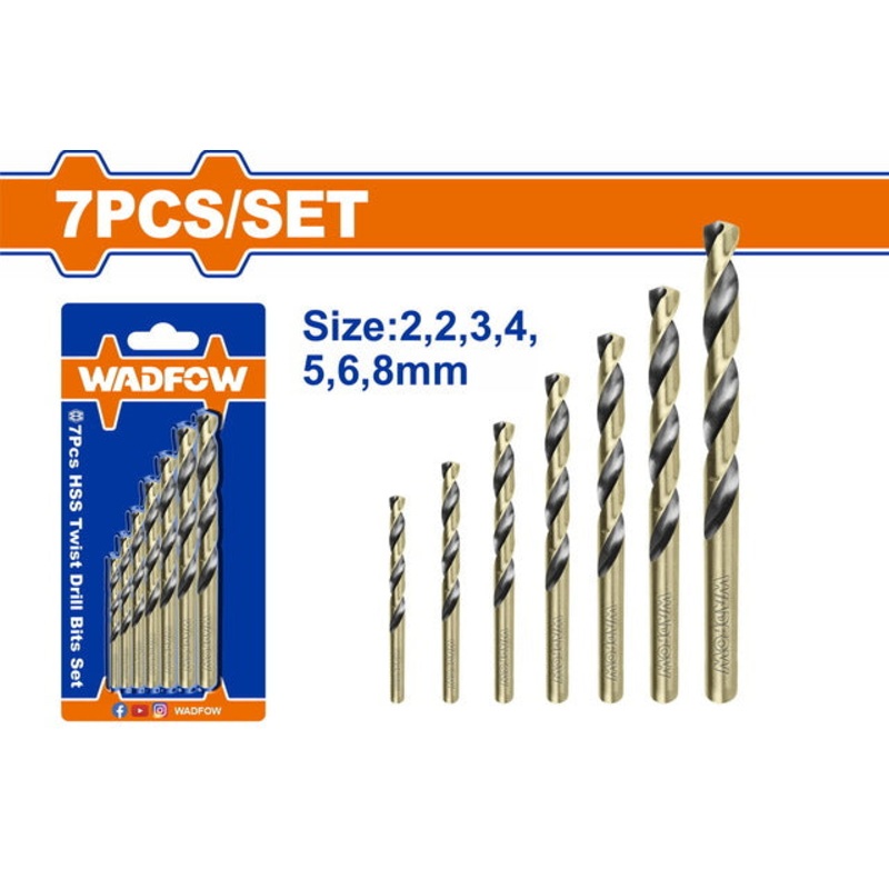 WADFOW 7 Pcs HSS Twist Drill Set