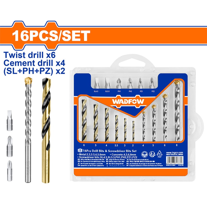 Wadfow WKS4165 16-Piece Drill Set