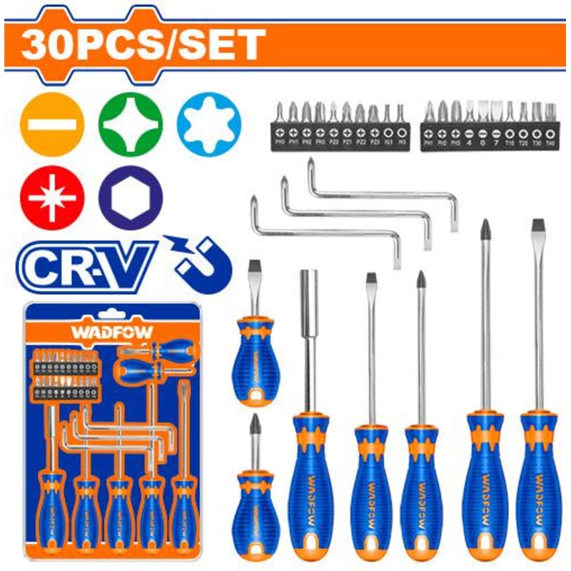 WADFOW 30 Pcs Screwdriver Set CR-V