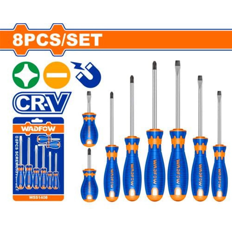 WADFOW 8 Pcs Screwdriver Set CR-V