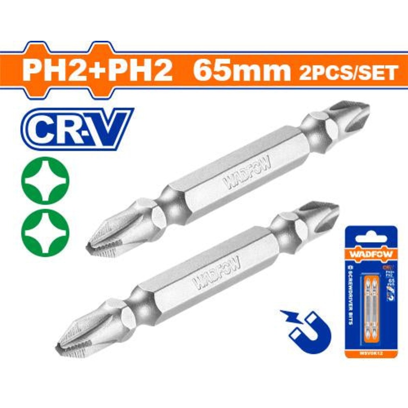 WADFOW Screwdriver Bits PH2+PH2 65mm