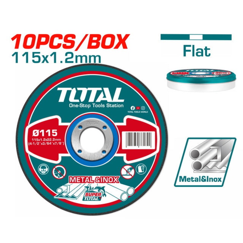 TOTAL INOX - METAL CUTTING DISC 115 X 1.2mm ON METAL BOX (TAC2211155)