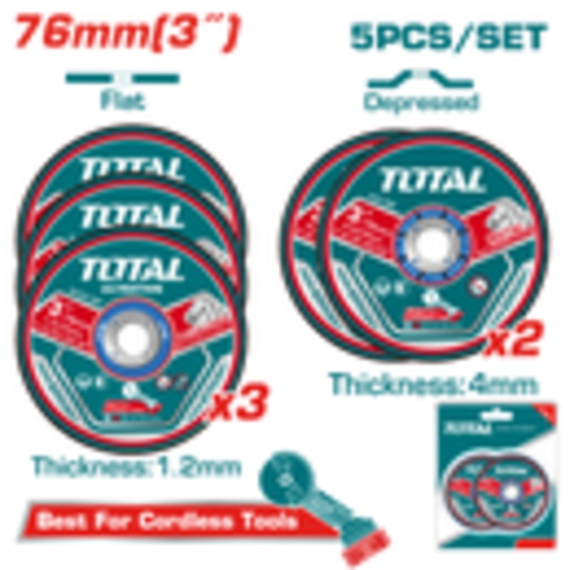 Total Tools 5PCS Abrasive Metal Cutting and Grinding Disc Set 3" - TAC303768