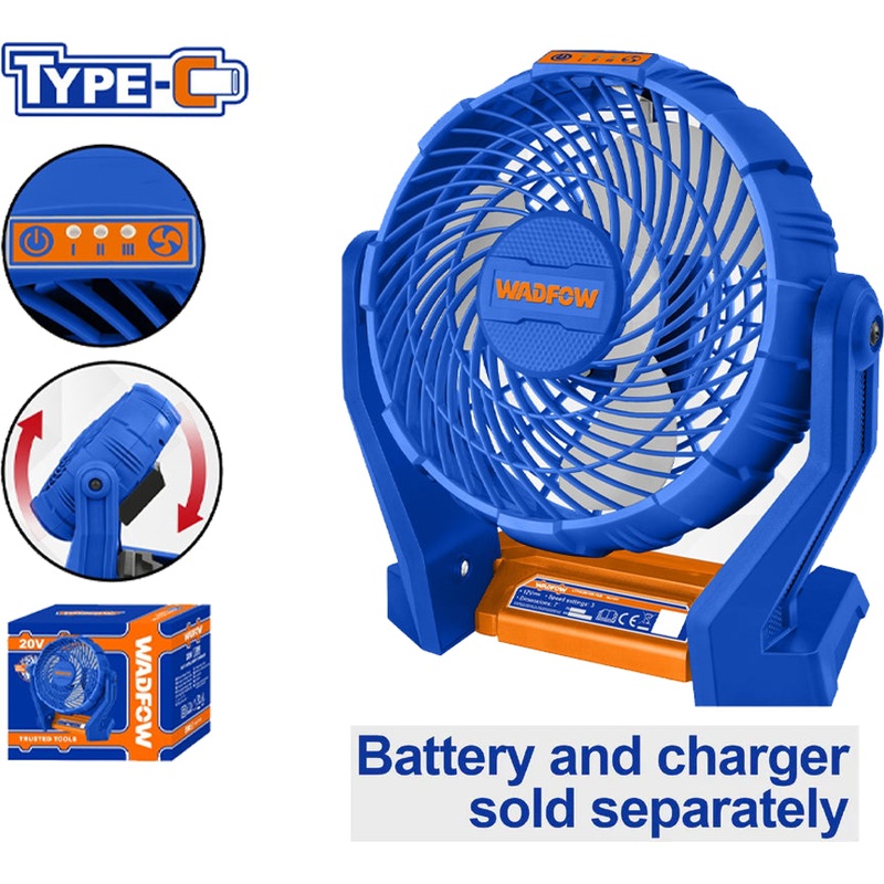 Wadfow 12V Li-Ion Cordless Fan