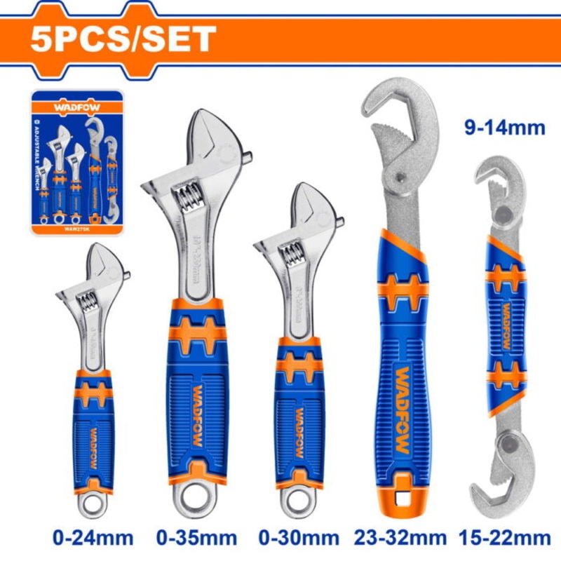 WADFOW 5 Pcs Adjustable Wrench Set