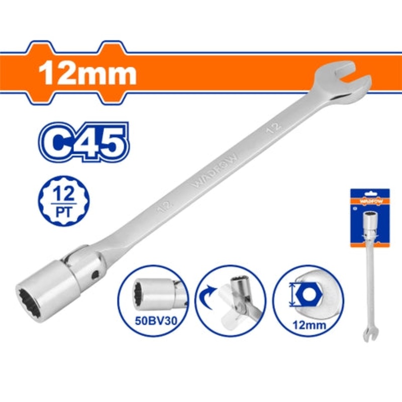 WadFow 12mm Flexible Socket Wrench