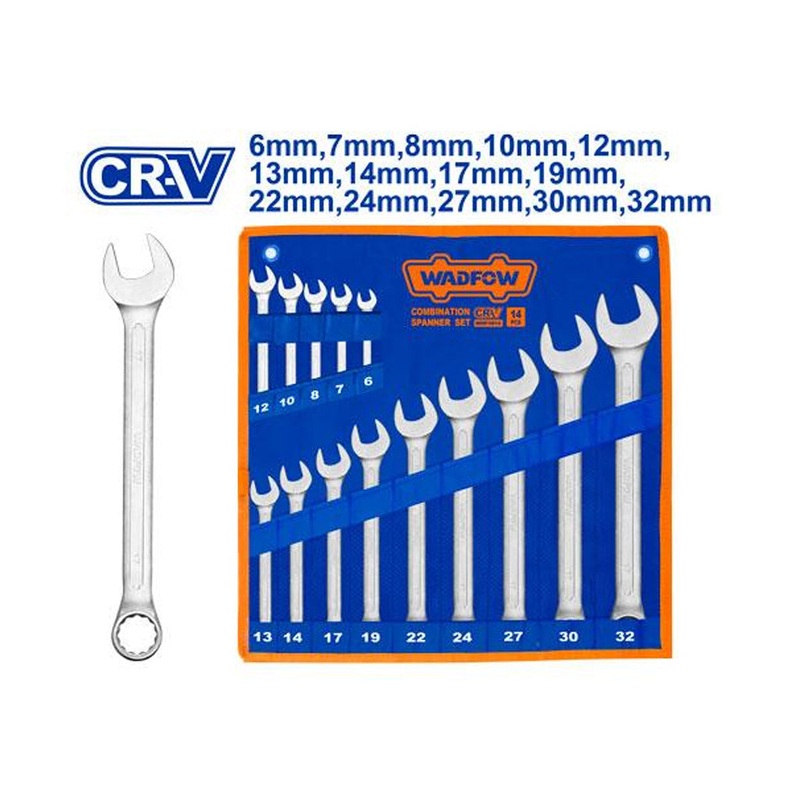 Wadfow 14pcs CR-V Steel Wrench Set