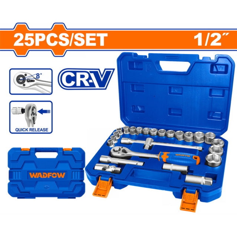 WADFOW 25 Pcs 1/2" Socket Set