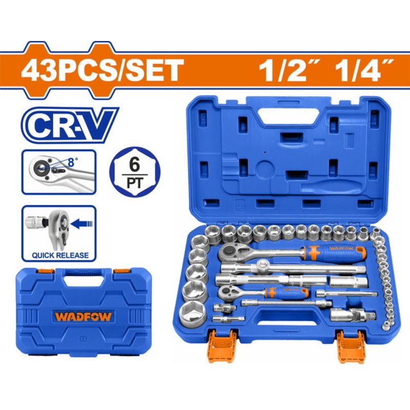 WADFOW 43 Pcs Socket Set WST3D43