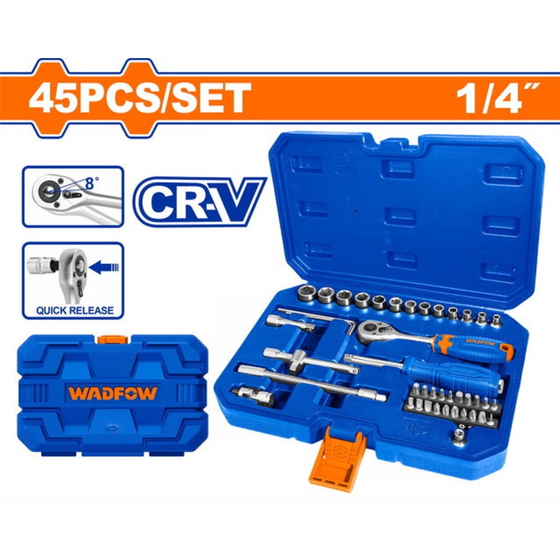 WADFOW 45 Pcs 1/4" Socket Set