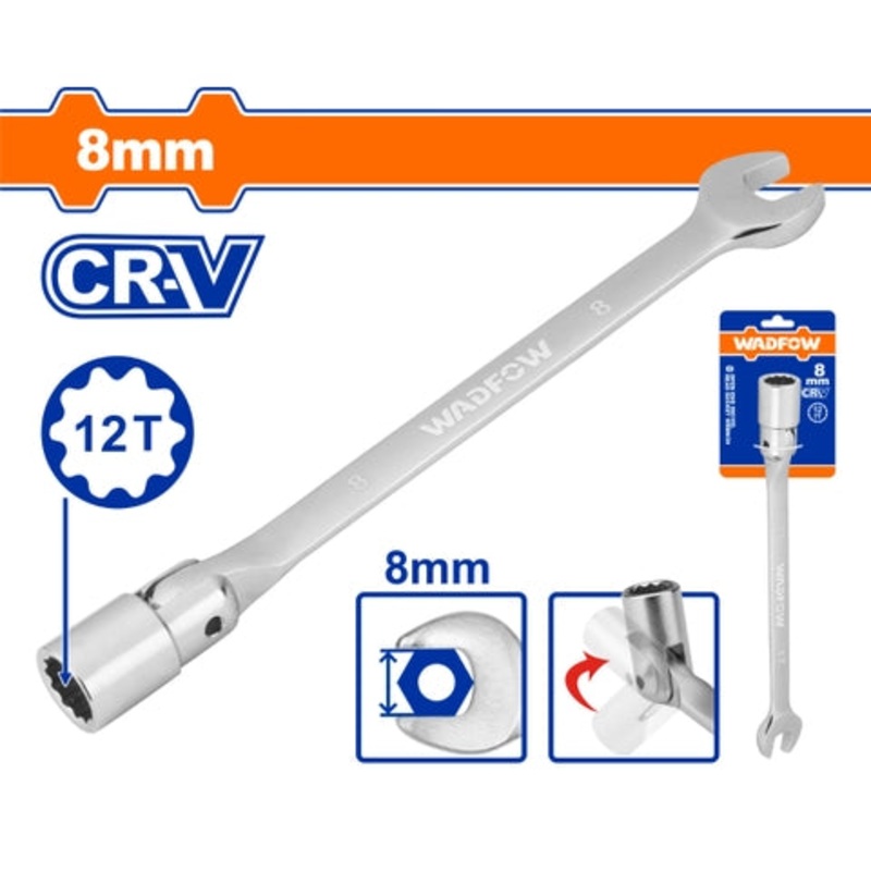 WadFow 8mm Flexible Socket Wrench
