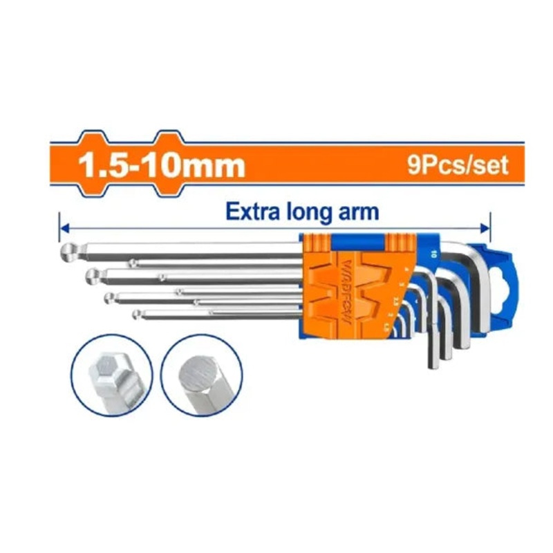 Wadfow 9-Piece Extra Long Arm Hex Key Set