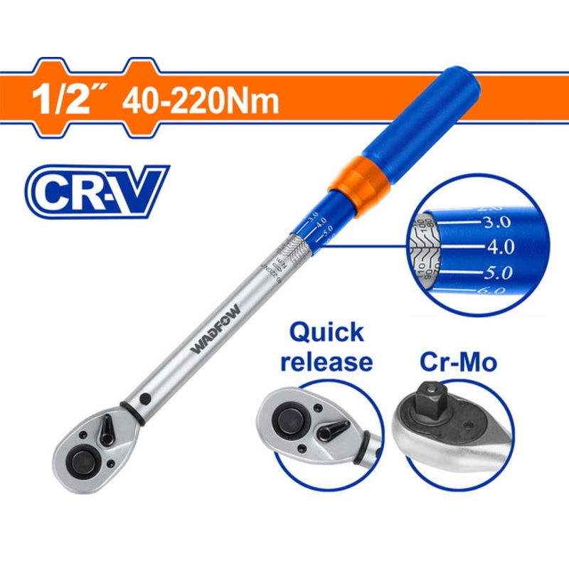 WADFOW Torque Wrench 1/2" 40-220Nm