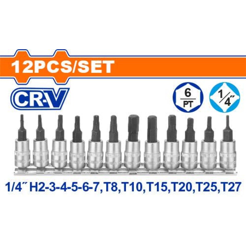 12 Pcs 1/4" Bit Socket Set