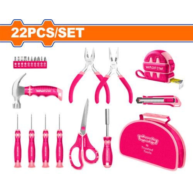 22 Pcs Pink Hand Tools Set