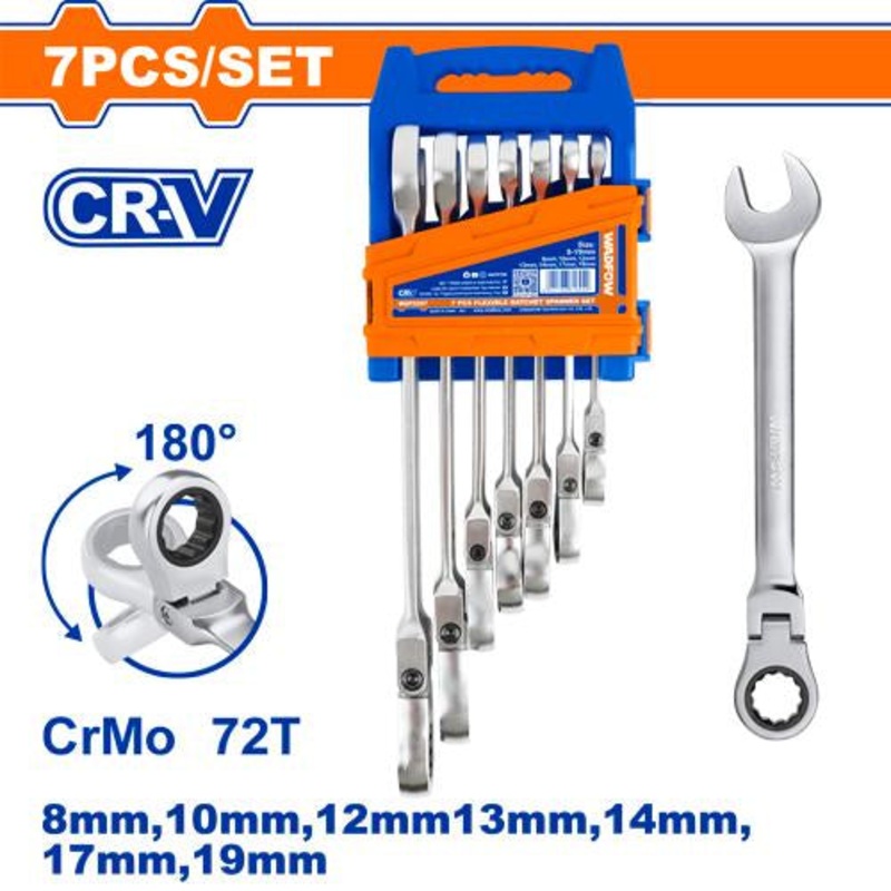 7 Pcs Flexible Ratchet Spanner Set