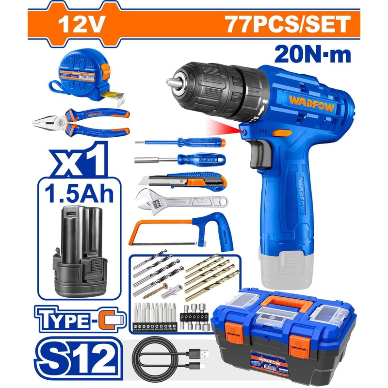 77Pcs Cordless Tools Set WDT1B77