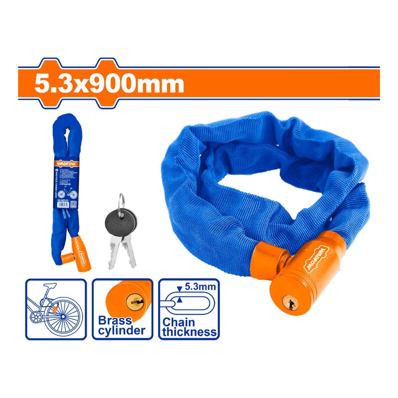 Bicycle Chain Lock 5.3x900mm with Fabric Sleeve