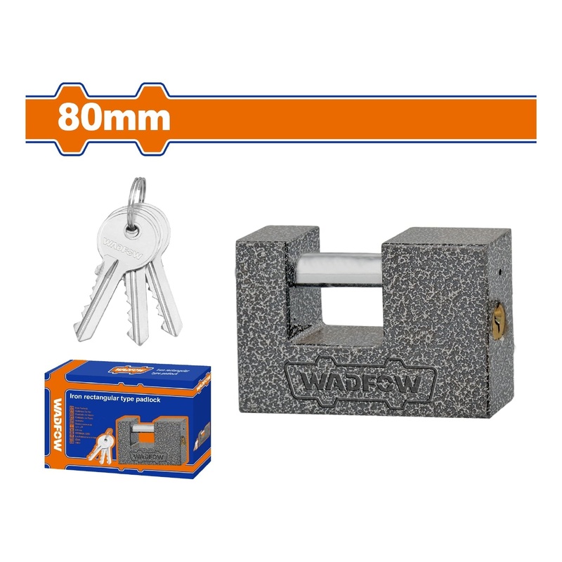 Iron Rectangular Padlock 80mm with 3 Keys