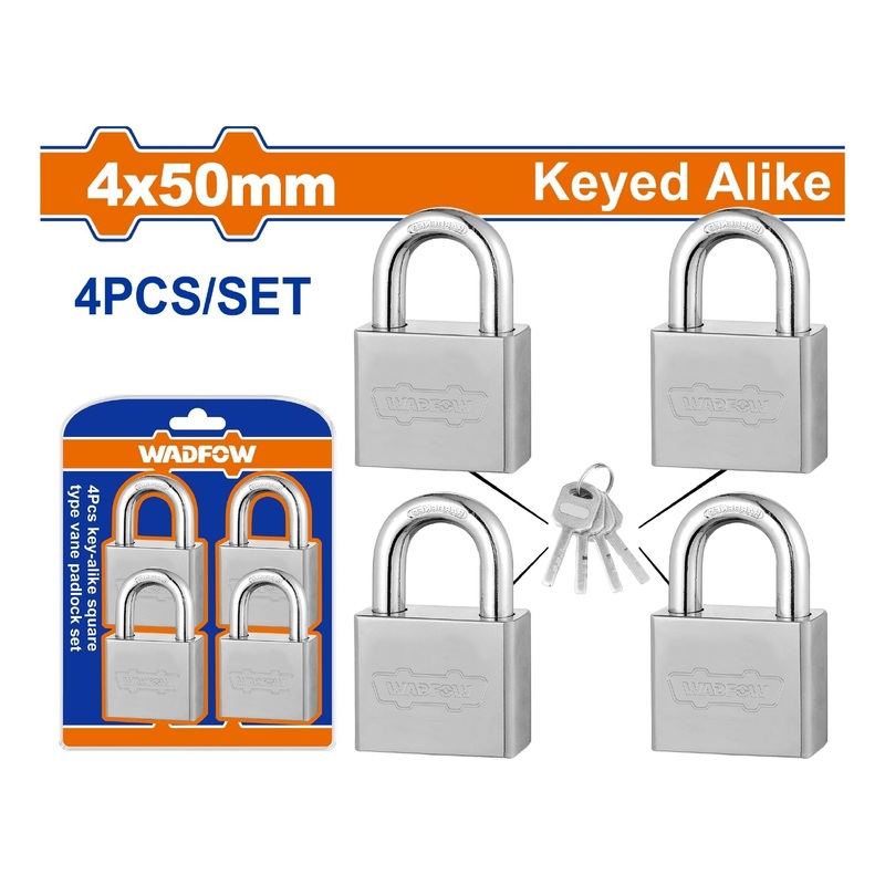 Square Type Padlocks 50mm Set