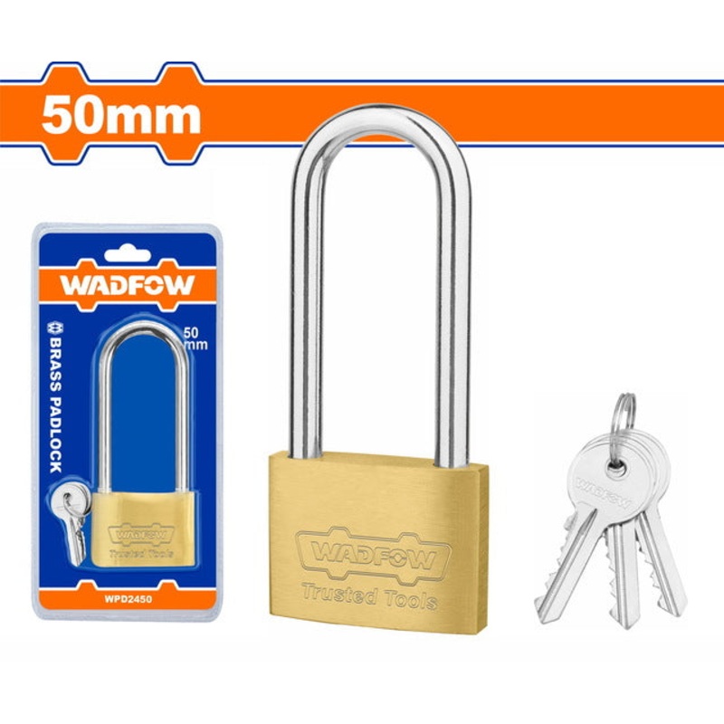 WADFOW Long Shackle Brass Padlock 50mm