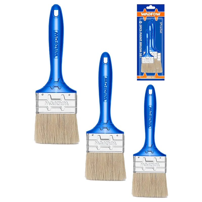 Wadfow 3pcs Paint Brush Set Plastic Handle