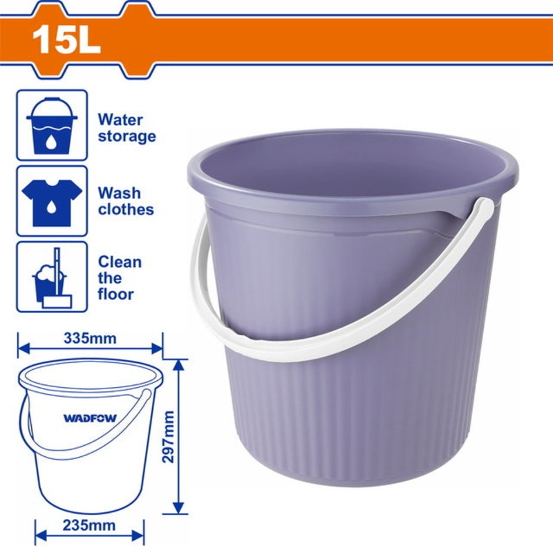 WADFOW Plastic Bucket 15Lit Durable