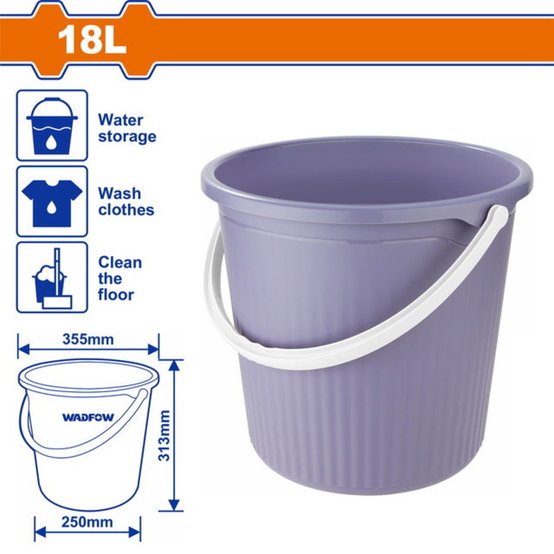WADFOW Plastic Bucket 18Lit Durable