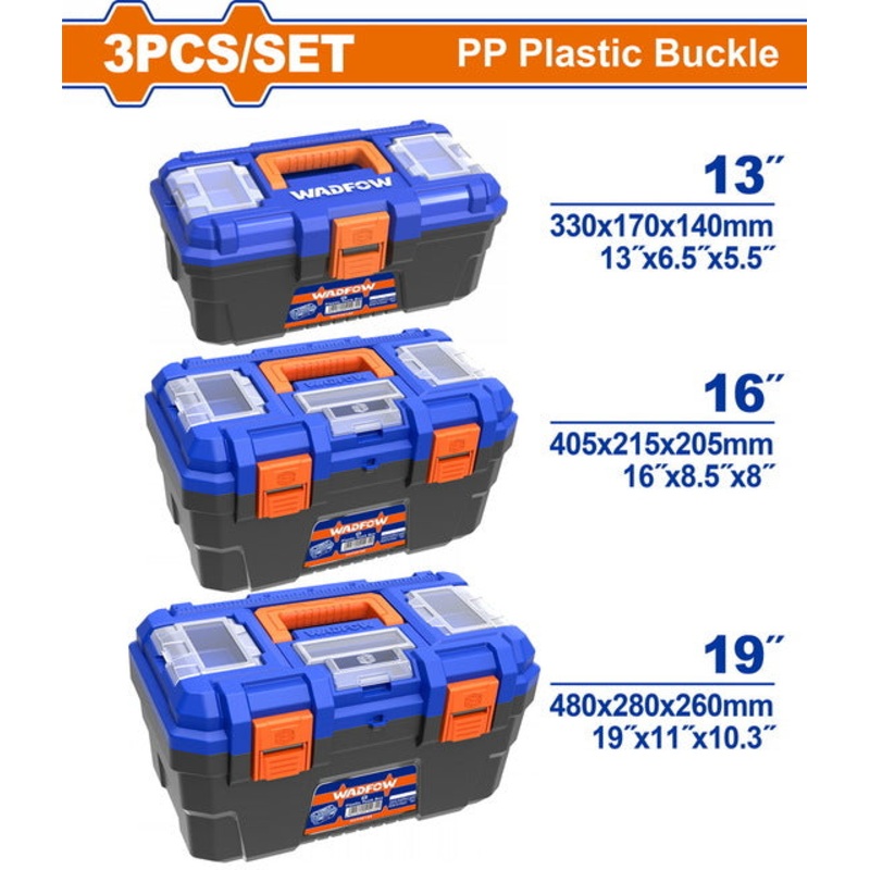 WADFOW 3 Pcs Plastic Tool Boxes