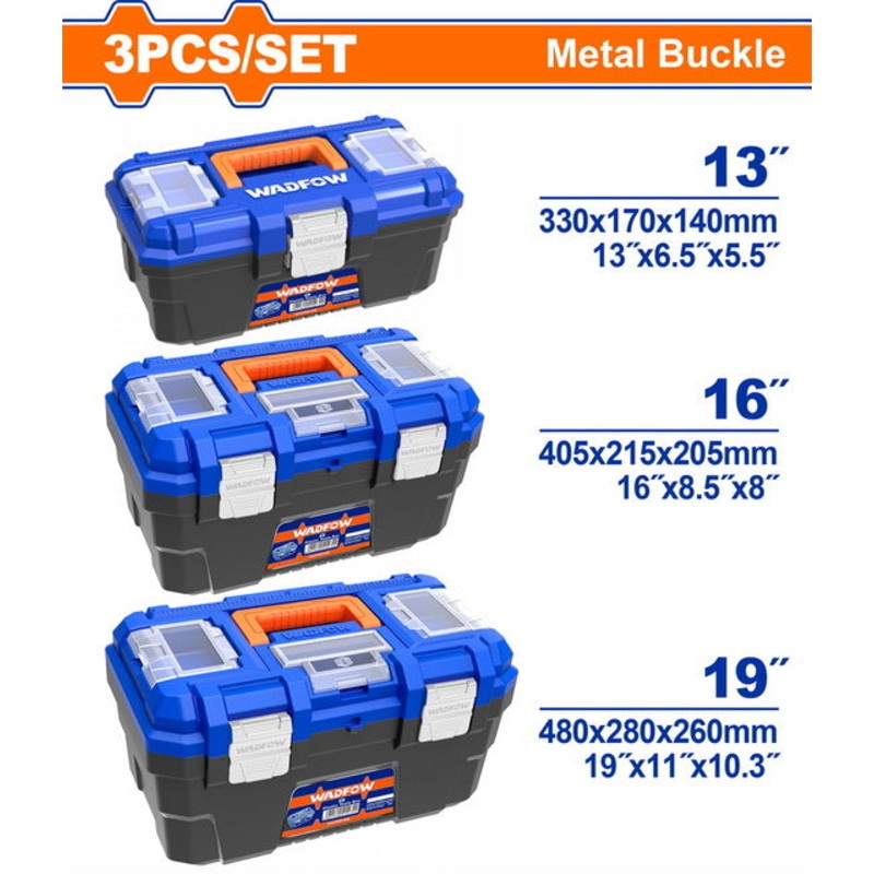 WADFOW 3 Pcs Plastic Tool Boxes Set