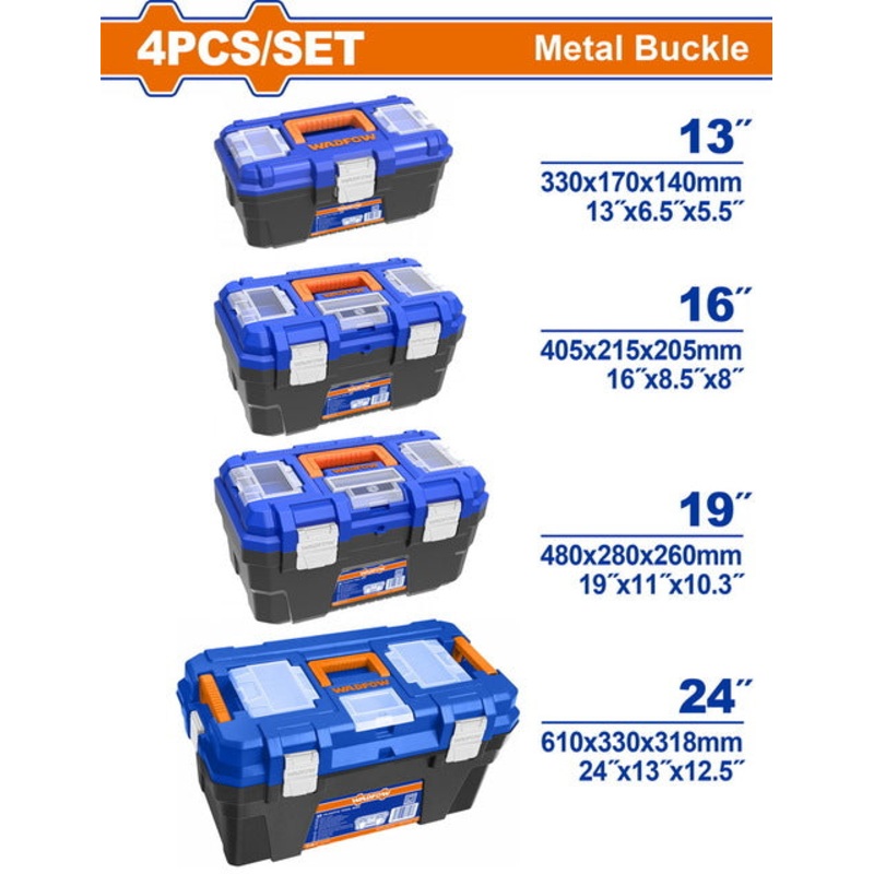 WADFOW 4 Pcs Plastic Tool Boxes Set